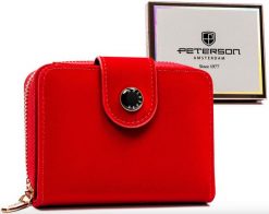 Portfel damski Peterson PTN 014-WEI czerwony. Czerwone portfele bez wzorów, ze skóry. Za 89.00 zł.