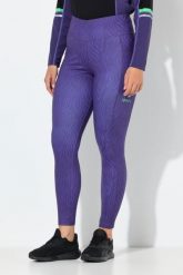 Damskie Legginsy sportowe w panterkę szybkoschnące elastyczny pas. Fioletowe legginsy sportowe Ulla Popken, plus size, bez wzorów, z elastanu. Za 239.99 zł.
