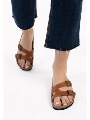 BAYTON Klapki "Cleo" w kolorze karmelowym rozmiar: 42. Brązowe klapki Bayton, bez wzorów, z otwartym noskiem, bez obcasa. Za 151.95 zł.