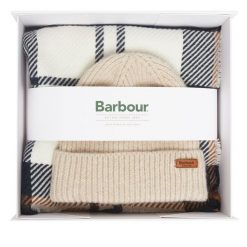 Zestaw Szalik i Czapka Barbour. Brązowe czapki Barbour, bez wzorów. Za 359.99 zł.