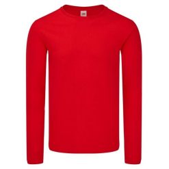 Kultowa Koszulka Z Długim Rękawem Unisex Dla Dorosłych. Czerwone bluzki FRUIT OF THE LOOM, l, bez wzorów, sportowe, bez kołnierzyka, bez ramiączek. Za 53.99 zł.