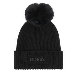 Czapka Guess. Czarne czapki Guess, z aplikacjami. Za 154.99 zł.