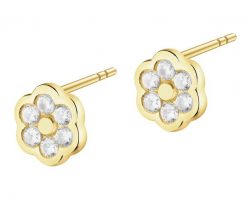 Złote kolczyki z cyrkoniami - kwiaty. Żółte kolczyki Apart, z cyrkonią, złote. Za 1,329.00 zł.