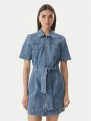 Calvin Klein Jeans Sukienka jeansowa LV047G738G Niebieski Slim Fit. Niebieskie sukienki Calvin Klein Jeans, l, bez wzorów, z bawełny, bez kołnierzyka, bez ramiączek. Za 409.99 zł.