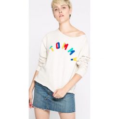 Hilfiger Denim - Bluza. Szare bluzy sportowe Hilfiger Denim, l, z aplikacjami, z bawełny, bez kaptura. W wyprzedaży za 219.90 zł.