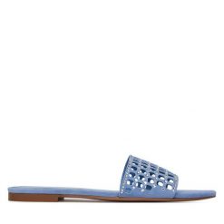 Klapki Eva Minge. Niebieskie klapki Eva Minge, bez wzorów, bez obcasa. Za 239.99 zł.