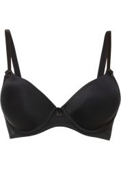 Biustonosz z usztywnianymi miseczkami na fiszbinach. Czarne biustonosze bonprix, bez wzorów. Za 57.99 zł.