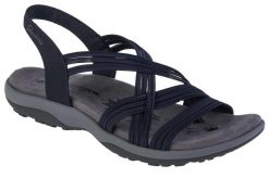 Buty do chodzenia damskie Skechers Reggae Slim Simply Stretch Sandals. Niebieskie trekkingi Skechers, z materiału, trekkingowe. Za 229.99 zł.