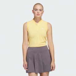 Koszulka Ultimate365 Tour HEAT.RDY Sleeveless Polo. Żółte koszulki polo Adidas, l, bez wzorów, z materiału, bez kołnierzyka, bez ramiączek. Za 329.00 zł.
