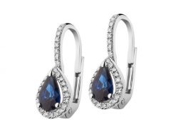 Kolczyki z białego złota z diamentami i szafirami - próba 585. Białe kolczyki Apart, z diamentem, złote. Za 4,290.00 zł.