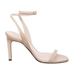 Sandały Calvin Klein przydymiony szaro-beżowy, skóra naturalna. Brązowe sandały Calvin Klein, bez wzorów, z materiału, eleganckie, bez obcasa, bez zapięcia. Za 489.99 zł.