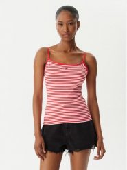 Tommy Jeans Top Essential DW0DW20675 Czerwony jasny Slim Fit. Czerwone topy Tommy Jeans, m, bez wzorów, z bawełny, bez kołnierzyka, bez ramiączek. Za 109.99 zł.