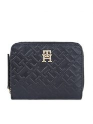 Tommy Hilfiger Mały Portfel Damski Th Refined Med Za Mono AW0AW15755 Czarny. Czarne portfele TOMMY HILFIGER, bez wzorów, ze skóry. Za 179.99 zł.