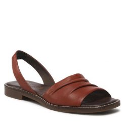 Sandały Bata. Brązowe sandały Bata, bez wzorów, bez obcasa, na płaskiej podeszwie, bez zapięcia. Za 219.99 zł.