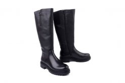 RIEKER Y3154-00 black, kozaki damskie. Czarne kozaki Rieker, bez obcasa, na obcasie, bez zapięcia. Za 399.42 zł.