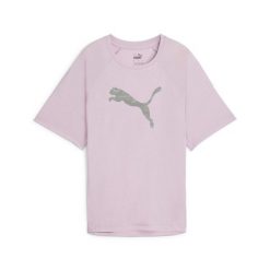 Damska koszulka z nadrukiem EVOSTRIPE PUMA Grape Mist Purple. Fioletowe bluzki Puma, l, bez wzorów, sportowe, bez kołnierzyka, bez ramiączek. Za 78.99 zł.