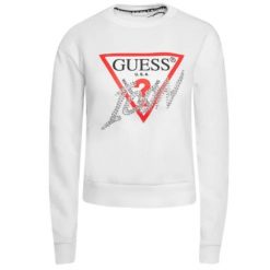 Damska Bluza Guess Biała z Kryształkami ICON. Białe bluzy Guess, z aplikacjami, bez kaptura. Za 340.99 zł.