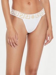 Versace Stringi AUD01042 1A10011 Biały. Białe stringi VERSACE, bez wzorów, z bawełny. Za 189.99 zł.