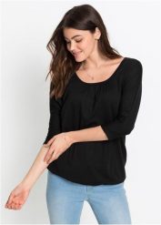 Bluzka oversize z mieszanki wiskozy. Szare bluzki bonprix, bez wzorów, z wiskozy, bez kołnierzyka, bez ramiączek. Za 59.99 zł.