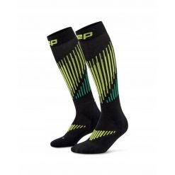Długie skarpety kompresyjne dla kobiet z wełną Merino Core Run CEP. Czarne skarpety CEP, bez wzorów, z elastanu. Za 199.00 zł.