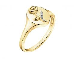 Pierścionek z żółtego złota z diamentami - sygnet - róża - 0,006 ct - próba 585. Żółte pierścionki Apart, z diamentem, złote. Za 1,990.00 zł.