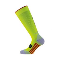 Skarpety techniczne do biegania dla dorosłych długie, fluorescencyjny żółty. Żółte skarpety R-EVENGE, bez wzorów, z poliamidu. Za 130.89 zł.