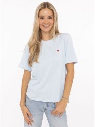 Zwillingsherz Koszulka w kolorze błękitnym rozmiar: S. Niebieskie bluzki Zwillingsherz, s, bez wzorów, z bawełny, bez kołnierzyka, bez ramiączek. Za 82.99 zł.