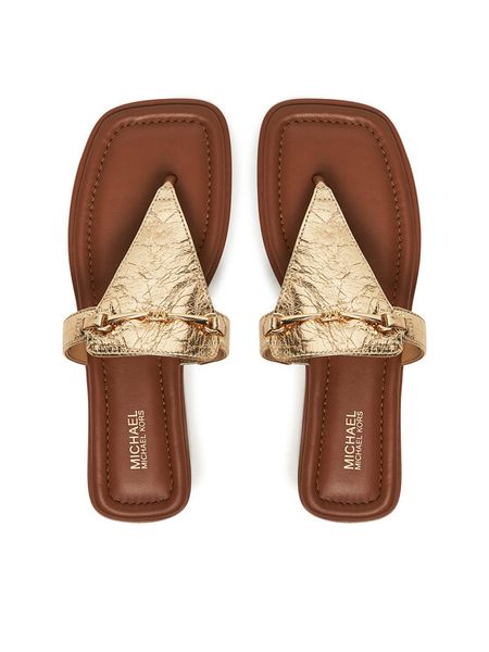 MICHAEL Michael Kors Japonki Lena 40R5LEFS1M Złoty. Żółte klapki MICHAEL Michael Kors, bez wzorów, ze lnu, bez obcasa. Za 389.99 zł.