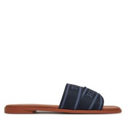 Klapki Tommy Hilfiger. Niebieskie klapki TOMMY HILFIGER, bez wzorów, bez obcasa. Za 219.99 zł.