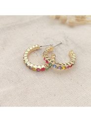 Atelier MIU Pozłacane kolczyki-półkreole z cyrkoniami rozmiar: onesize. Żółte kolczyki Atelier MIU, z cyrkonią, pozłacane. Za 34.99 zł.