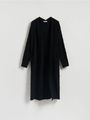 Długi kardigan z wiskozą - czarny. Czarne kardigany Reserved, l, bez wzorów, z wiskozy. Za 159.99 zł.