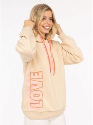 Zwillingsherz Bluza "LOVE 2.0" w kolorze beżowym rozmiar: L/XL. Brązowe bluzy sportowe Zwillingsherz, l, bez wzorów, z kapturem. Za 185.45 zł.