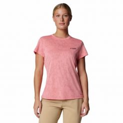 Koszulka szybkoschnąca damska Columbia Bluebird Canyon Short Sleeve Crew. Czerwone koszulki sportowe Columbia, bez wzorów, bez ramiączek. Za 125.99 zł.