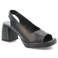 Czarne Sandały Karino Eleganckie Obuwie Damskie. Czarne sandały Karino, bez wzorów, ze skóry, eleganckie, z otwartym noskiem, bez obcasa, na obcasie, bez zapięcia. Za 449.00 zł.