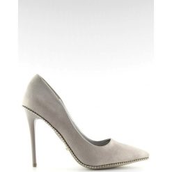 Eleganckie szpilki damskie szare NF-23P Grey. Szare szpilki ButyModne, bez wzorów, z materiału, eleganckie, bez obcasa, na szpilce, bez zapięcia. W wyprzedaży za 109.00 zł.