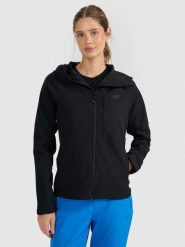 4F Kurtka softshell wiatroodporna membrana 10000 damska - czarna S. Czarne kurtki sportowe 4f, s, bez wzorów, z softshellu, bez kaptura. Za 399.99 zł.