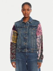Desigual Kurtka jeansowa Etnic 25WWED14 Kolorowy Regular Fit. Kurtki Desigual, xl, bez wzorów, z bawełny, bez kaptura. Za 859.99 zł.