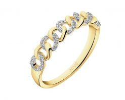 Pierścionek z żółtego złota z diamentami - 0,10 ct - próba 585. Żółte pierścionki Apart, z diamentem, złote. Za 3,090.00 zł.