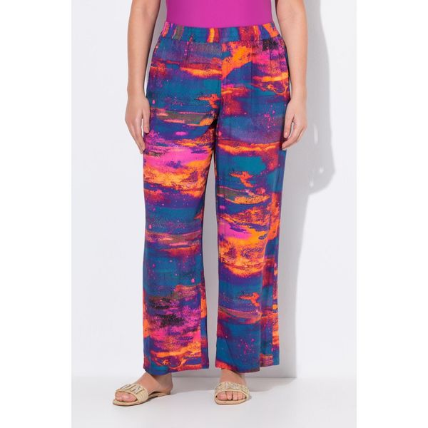 Damskie Spodnie palazzo szeroka prosta nogawka elastyczny pas. Brązowe spodnie dresowe Ulla Popken, plus size, bez wzorów, z materiału. Za 244.99 zł.