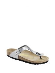 Birkenstock Japonki "Gizeh" w kolorze srebrnym rozmiar: 36. Szare klapki Birkenstock, bez wzorów, z tworzywa sztucznego, z otwartym noskiem, bez obcasa. Za 345.95 zł.