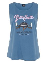 Polo Sylt Top w kolorze niebieskim rozmiar: M. Niebieskie koszulki polo Polo Sylt, m, bez wzorów, z bawełny, bez kołnierzyka, bez ramiączek. Za 56.93 zł.