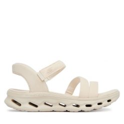 Sandały Skechers. Brązowe sandały Skechers, bez wzorów, bez obcasa, na płaskiej podeszwie, bez zapięcia. Za 379.99 zł.