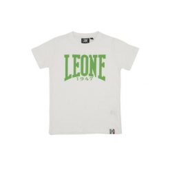 Koszulka z bawełna na czas wolny na co dzień. Białe bluzki LEONE 1947 APPAREL, bez wzorów, z bawełny, sportowe, bez kołnierzyka, bez ramiączek. W wyprzedaży za 44.86 zł.