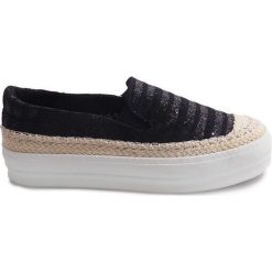 Czarne Trampki Espadryle GH001 Czarny. Czarne espadryle ButyModne, bez wzorów, bez obcasa, bez zapięcia. Za 69.00 zł.