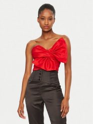 BARDOT Top 59744TB Czerwony Slim Fit. Czerwone topy Bardot, bez wzorów, z syntetyku, bez kołnierzyka, bez ramiączek. Za 329.99 zł.