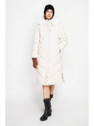 ASSUILI Płaszcz pikowany w kolorze kremowym rozmiar: 38. Brązowe płaszcze Assuili, bez wzorów, bez kaptura. Za 340.99 zł.