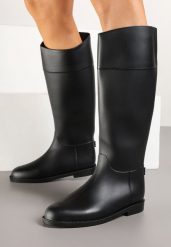 Czarne Kalosze Oficerki z Wysoką Cholewką Ravreia. Czarne kalosze Born2be, bez wzorów, z jeansu, przed kolano. Za 109.99 zł.