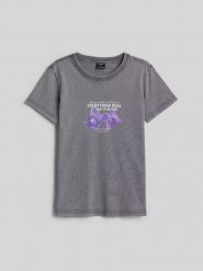 4F T-shirt regular z nadrukiem damski - szary L. Szare koszulki sportowe 4f, bez wzorów, z bawełny, bez ramiączek. Za 79.99 zł.