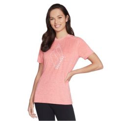 Skechers Diamond Blissful Tee, damski t-shirt. Czerwone t-shirty Skechers, xs, bez wzorów, bez kołnierzyka, bez ramiączek. Za 99.99 zł.