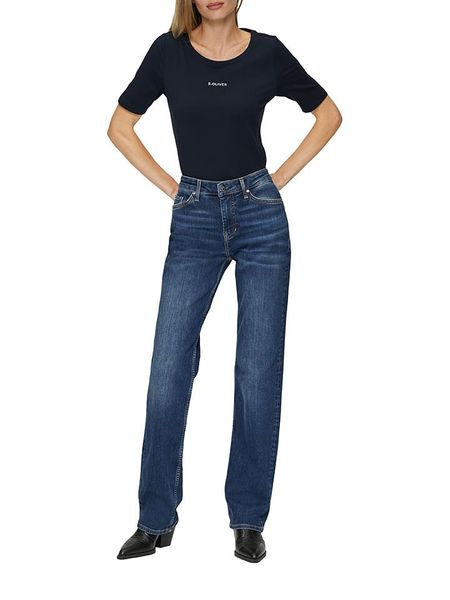 S.Oliver Koszulka w kolorze granatowym rozmiar: 38. Niebieskie bluzki S.Oliver, s, bez wzorów, bez kołnierzyka, bez ramiączek. Za 48.05 zł.